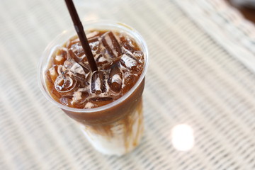 cold iced coffee drink in cafe