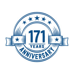 171 years logo design template. 171st anniversary vector and illustration.