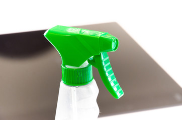 Cleaning agent in plastic spray bottle, maintenance of induction cooker and kitchen, hygiene and...