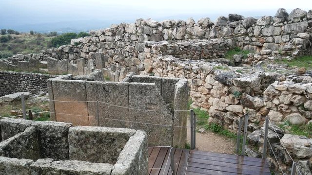 archaeological site of Mycenae and Megalithic Walls of citadel. Argolis, Peloponnese, Greece