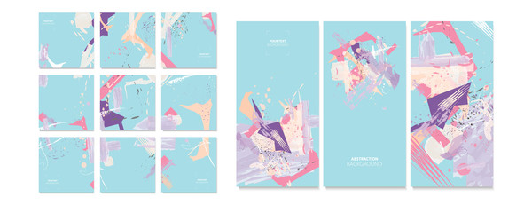 Fototapeta na wymiar Elegant natural pastel muted pale calm tones card templates set. Collection of romantic invitations