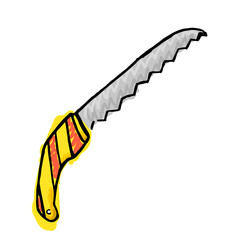 Hand drawn saw in color isolated on white background.