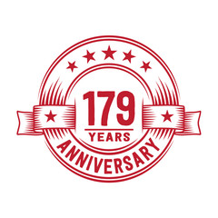 179 years logo design template. 179th anniversary vector and illustration.