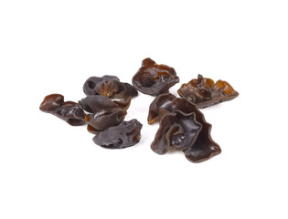 fresh black Jew's Ear Mushroom on white background