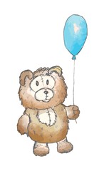 Teddy bear with a balloon.flat design, vector image.