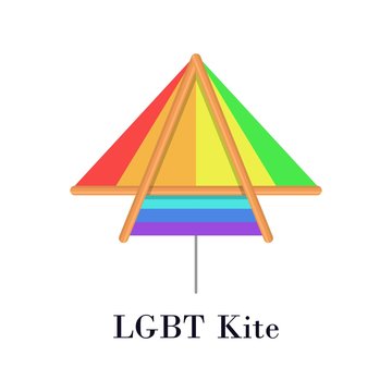 Rainbow LGBT kite flat icon or logo for homosexual minority concept vector illustration. LGBT gay and lesbian pride and freedom concept image.