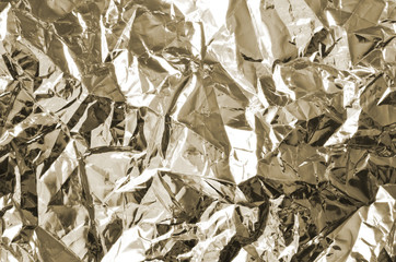 Aluminium foil texture background. Different wrinkled surfaces.