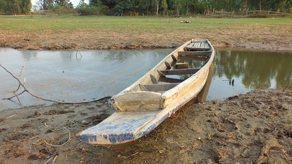 Old wooden boat on the beach