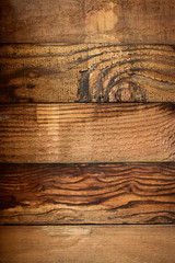 brown wood barn wall plank texture background, top view of old wooden table