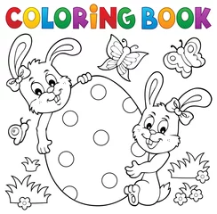 Door stickers For kids Coloring book Easter egg and rabbits