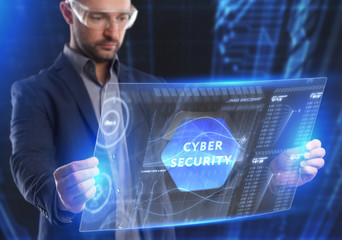 Business, Technology, Internet and network concept. Young businessman working on a virtual screen...