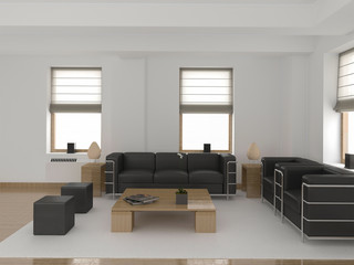 3d rendering of new scandinavian living room