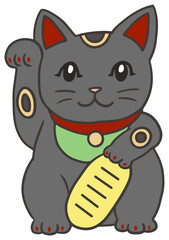 黒い招き猫のイラスト_2