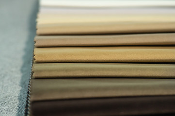 Upholstery fabric samples. Fabric for a furniture upholstery. Textile industry background