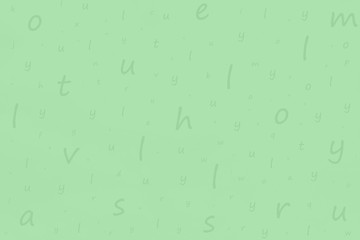 Neo mint background with scattered letters. Letters of the English alphabet
