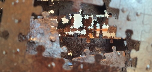 Kuching, Sarawak / Malaysia - January 24, 2020: A collection of 3D Jigsaw Puzzle pieces arranged in creative and artistic way