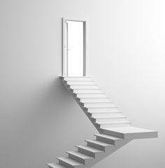 Long stairs with many steps, concept 3d rendering