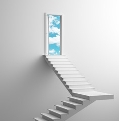 Long stairs with many steps, concept 3d rendering