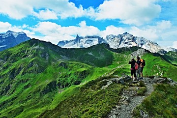 Fototapeta na wymiar Austrian Alps-view on the mountains Drei Turme and Drusenfluh