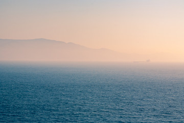Fototapeta premium Foggy morning view on the Gibraltar Strait