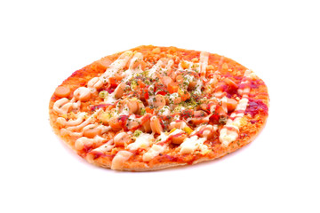 Sausage Pizza on white background