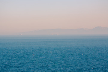 Fototapeta premium Foggy morning view on the Gibraltar Strait
