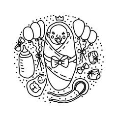 newborn baby prince baby shower vector illustration