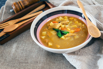 bowl of Mediterranean french fish soup Bouillabaisse