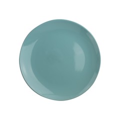 Top view of empty plate on isolated, white background