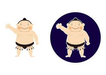 相撲。力士のクリップアート。相撲をとる力士。