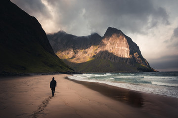 Kvalvika beach is one of the most popular touristic attractions. Very famous hike to Ryten mountain.