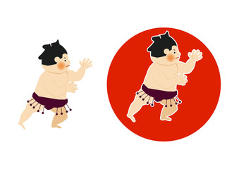 相撲。力士のクリップアート。相撲をとる力士。