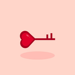 This is key with heart on light background. Valentine’s Day element. Cute card.