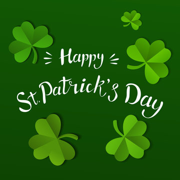 Shamrock in Paper Cut style. St. Patrick's day design element, vector