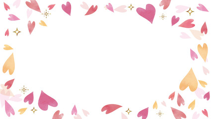 ピンクのハートの背景素材（横長 16:9）