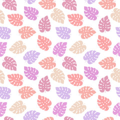 Seamless pattern with monstera leaves