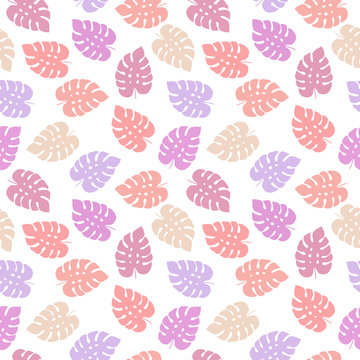 Seamless pattern with monstera leaves