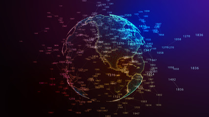 Earth Globe. Background with Light Effect. Global International Connectivity Background. 3D illustration.