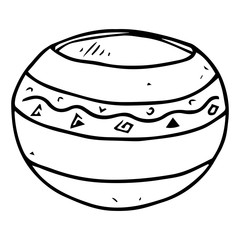 Garden flower pot icon. Vector illustration of a pot for spring flowers. Hand drawn garden pots for spring flowers.