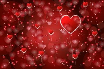 Abstract red bokeh background with Heart shape.