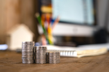 Money growing concept-Money and income graph drawing On Home office desk