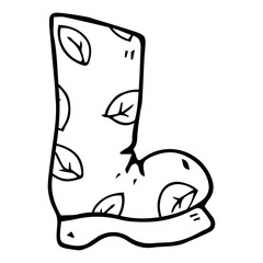 Garden rubber boots. Vector illustration of rubber boots. Hand drawn autumn rubber boots.