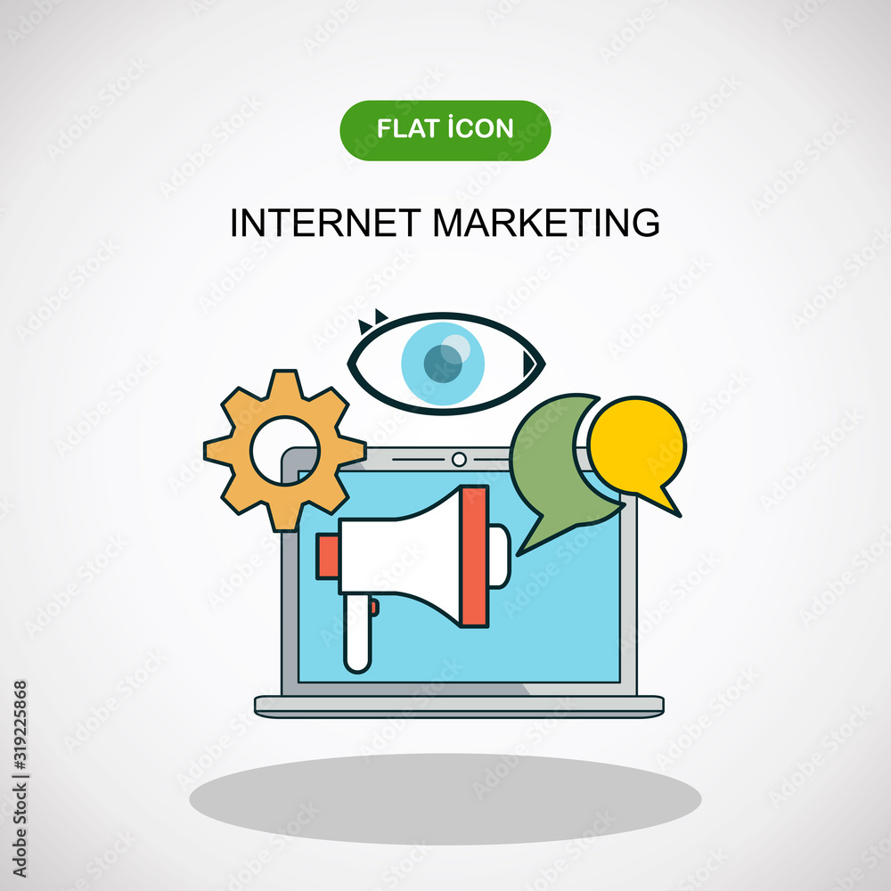 Poster internet marketing - chart with keywords and icons - flat design