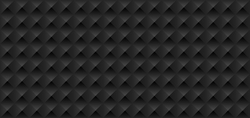 Black modern volumetric texture. Vector geometric seamless pattern.