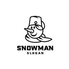 outline drawing snowman character logo design