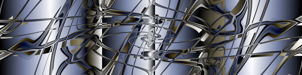 Digital art, panoramic abstract 3D objects, Germany