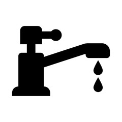 Faucet and black water on a white background, icon for design, vector