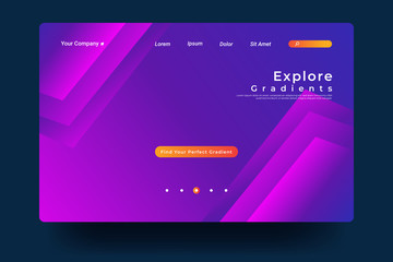 Website Landing Page with gradient colorful Background. Modern design. Easy editable For landing page, banner, website, homepage, card, ui, or apps. Vector illustration