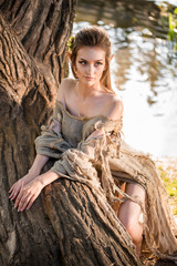elf.beautiful girl. fantasy young woman in woods