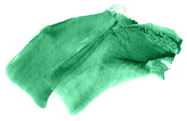 Fototapeta premium Abstract watercolor background hand-drawn on paper. Volumetric smoke elements. Green color. For design, web, card, text, decoration, surfaces.